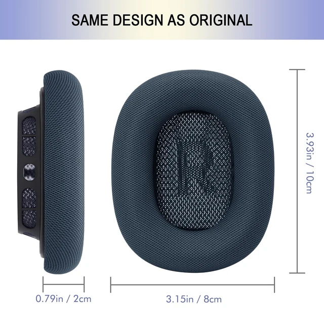 Alt view image 3 of 7 - Ear Cushions Replacement for AirPods Max 1 & 2 Headphones Air Pod Max Pads Protein Leather Ear Cups for Apple Over-Ear Headphones Sweatproof (Midnight)