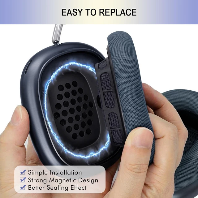 Alt view image 6 of 7 - Ear Cushions Replacement for AirPods Max 1 & 2 Headphones Air Pod Max Pads Protein Leather Ear Cups for Apple Over-Ear Headphones Sweatproof (Midnight)