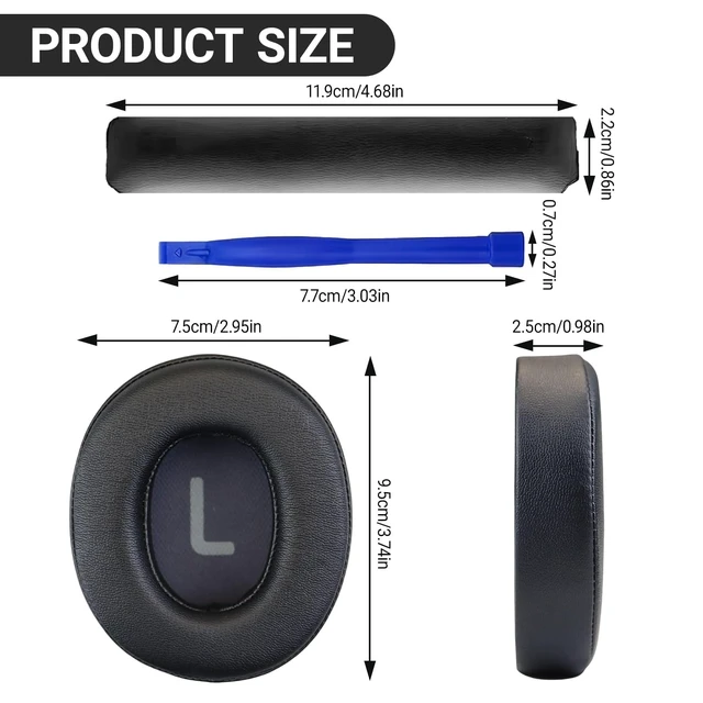 Alt view image 3 of 6 - 1 Pair Headphone Ear Pads and 1 Headband Replacement for JBL Tune 700(700BT)/710(710BT)/720(720BT)/750(750BT,750BTNC), 760(760NC), Earpads Cushions with Soft Protein Leather and Memory Foam