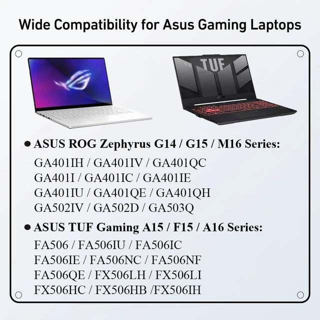 Alt view image 2 of 6 - 240W Laptop Charger for ASUS ROG Zephyrus G14 G15 G16 Series for TUF A15 F15 F16, ADP-240EB B A20-240P1A AC Adapter, 20V 12A Power Supply, 6.0 x 3.7mm Round Tip, With Power Cord