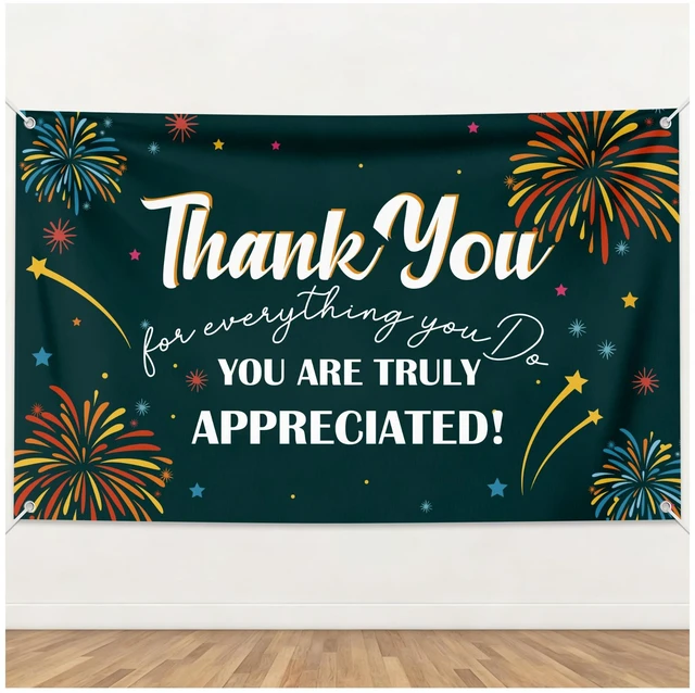 Main image of 6×3.6ft Appreciation Banner for Work,Thank You Banner Backdrop,Appreciation Decoration for Employee Administrative Day Retirement Office Volunteer Teacher Professor Doctor Nurse & Staff Gifts,Green