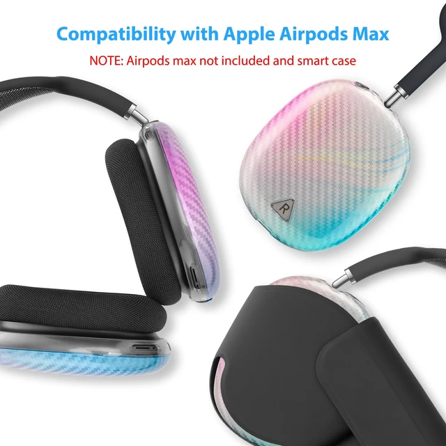 Alt view image 2 of 7 - Carbon Fiber Texture Case Cover for AirPods Max Headphone, TPU Anti-Scratch Ear Cup Cover, Protective Skin Accessories for Apple AirPods Max(2024/2020) - Silver