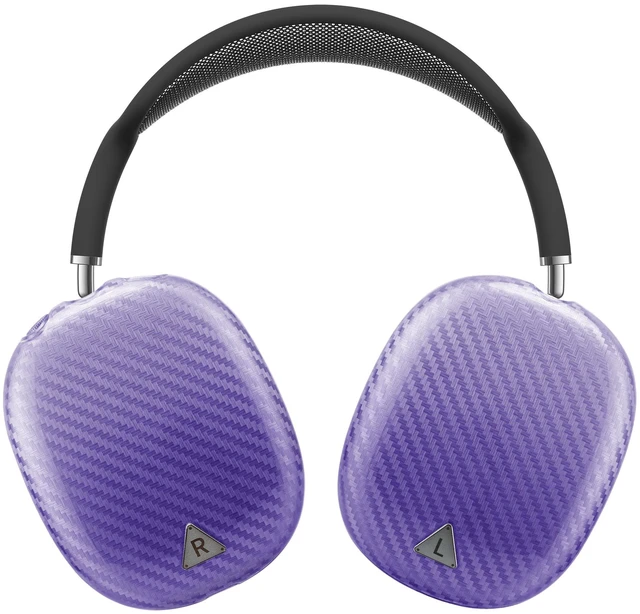 Main image of Carbon Fiber Texture Case Cover for AirPods Max Headphone, TPU Anti-Scratch Ear Cup Cover, Protective Skin Accessories for Apple AirPods Max(2024/2020) - Purple