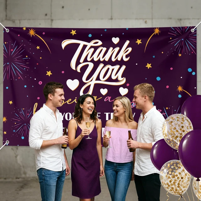 Alt view image 6 of 6 - 6×3.6ft Appreciation Banner for Work,Thank You Banner Backdrop,Appreciation Decoration for Employee Administrative Day Retirement Office Volunteer Teacher Professor Doctor Nurse & Staff Gifts,Purple