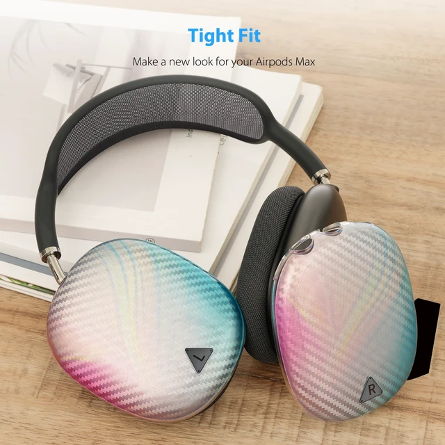 Alt view image 7 of 7 - Carbon Fiber Texture Case Cover for AirPods Max Headphone, TPU Anti-Scratch Ear Cup Cover, Protective Skin Accessories for Apple AirPods Max(2024/2020) - Silver