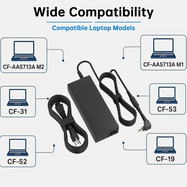 Alt view image 4 of 6 - 110W 5.5mm 2.5mm CF-AA5713A M2 Power Charger fit for Panasonic Toughbook CF-31 CF-53 CF-52 CF-19 15.6V 7.05A Laptop AC Adapter