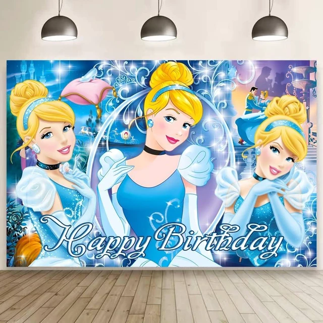 Main image of Cinderela Wall Decor Backdrop for Girls Birthday Decorations, Cinderela Banner for Birthday Party Supplies (5x3ft)