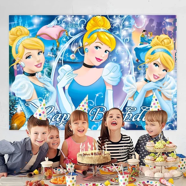 Alt view image 2 of 4 - Cinderela Wall Decor Backdrop for Girls Birthday Decorations, Cinderela Banner for Birthday Party Supplies (5x3ft)