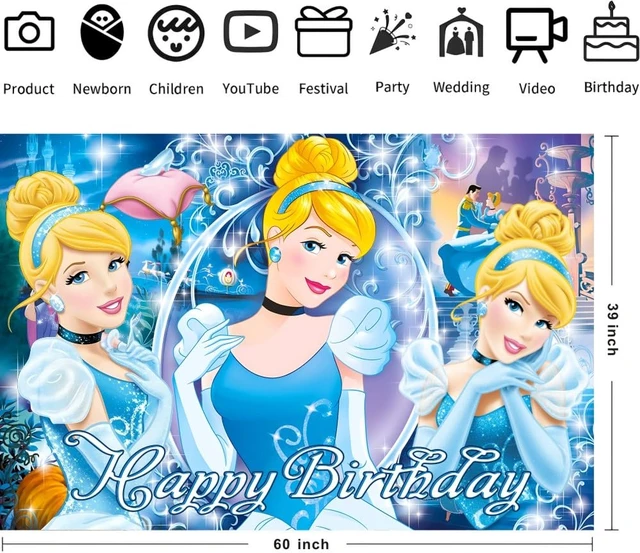Alt view image 3 of 4 - Cinderela Wall Decor Backdrop for Girls Birthday Decorations, Cinderela Banner for Birthday Party Supplies (5x3ft)