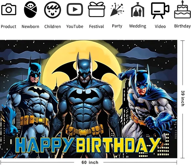Alt view image 3 of 4 - Wall Decor Backdrop for Bat Birthday Decorations, Bat Birthday Banner for Kids Party Supplies (5x3ft)