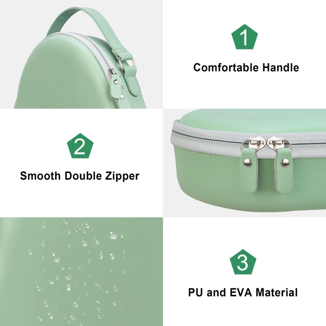 Alt view image 7 of 7 - Case with Sleep Mode for Apple AirPods Max Wireless Headphones Airpods Max Smart Headphones Case, Extra Space fits Cable, Charger, Green (PU)