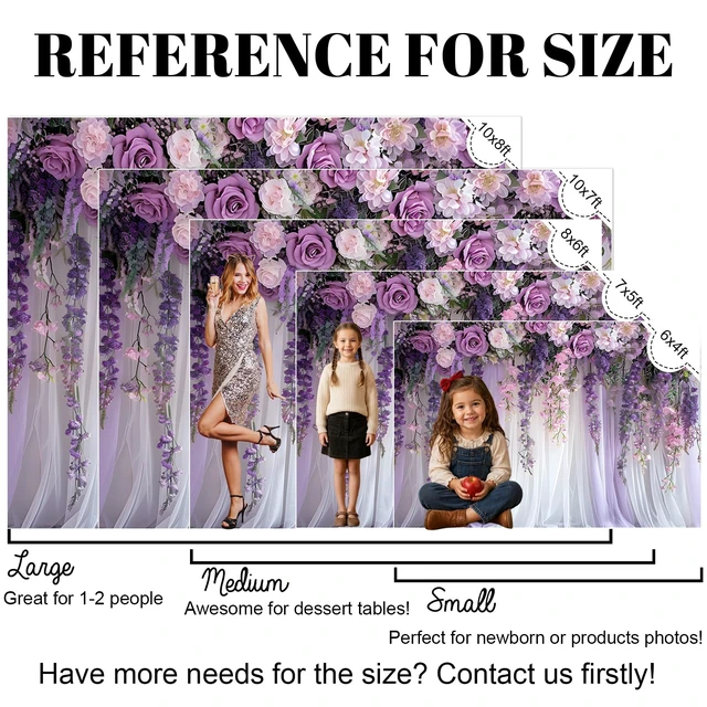 Alt view image 4 of 7 - Purple Flower Lavender Backdrop 7x5ft Lavender Purple Floral Backdrop Photo Booth, Purple Violet Bridal Shower Wedding Party Decoration Background Studio Props