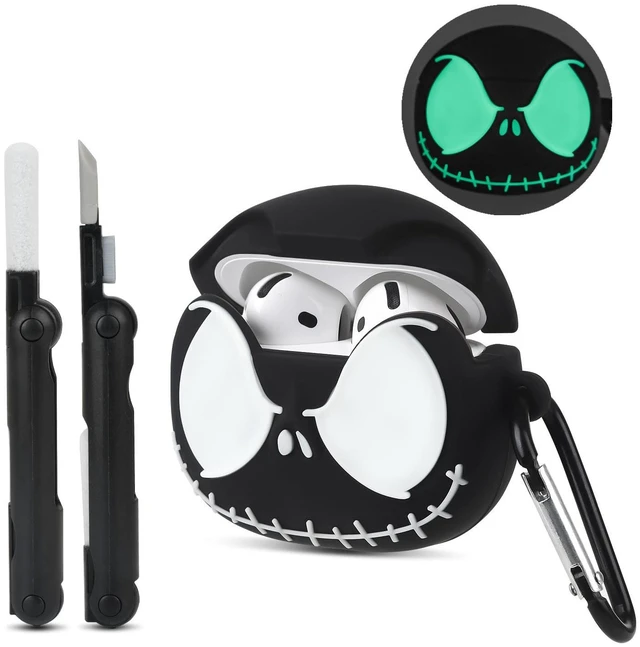 Main image of for AirPods 5 Case & AirPods 4 Case Cover Skull with Cleaner kit, Black Glow in the Dark, Soft Silicone, Funny Anime Cute Case for Apple AirPods 5/4 for Men Women