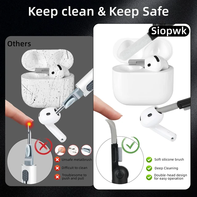 Alt view image 4 of 7 - for AirPods 5 Case & AirPods 4 Case Cover Skull with Cleaner kit, Black Glow in the Dark, Soft Silicone, Funny Anime Cute Case for Apple AirPods 5/4 for Men Women