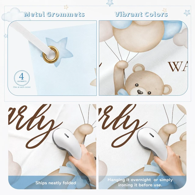 Alt view image 3 of 7 - 6 × 3.6 Ft We Can Bearly Wait Baby Shower Backdrop Banner Bear Baby Shower Decorations Gender Reveal Party Cute Photo Booth Background with Metal Eyelets and String