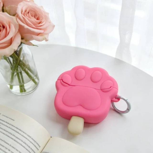 Alt view image 2 of 6 - for Samsung Galaxy Bud 3 Pro Case/Buds3/Buds 3 FE, Creative Cute Pink Cat Paw Icecream Silicone Shockproof Protective Cover Headphone Earphone EarPods Case Accessories -Kitty Paw
