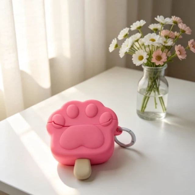 Alt view image 4 of 6 - for Samsung Galaxy Bud 3 Pro Case/Buds3/Buds 3 FE, Creative Cute Pink Cat Paw Icecream Silicone Shockproof Protective Cover Headphone Earphone EarPods Case Accessories -Kitty Paw