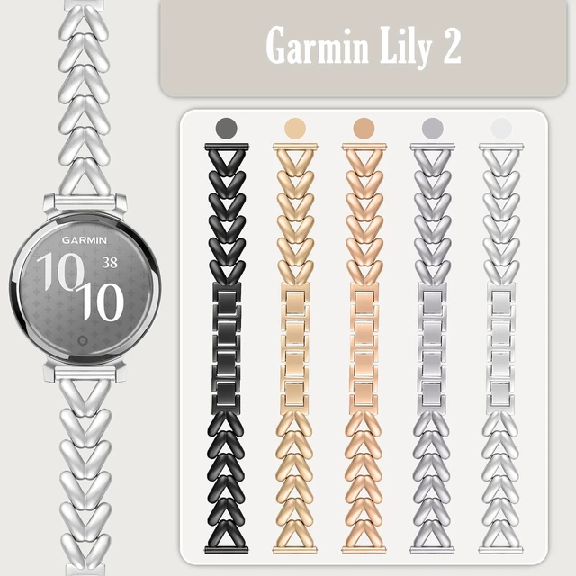 Alt view image 3 of 7 - 14mm Metal Watch Band for Garmin Lily 2/Lily 2 Active Starlight Elegant, Slim, Stylish, Metal Chain Bracelet Replacement Strap for Garmin Lily 2 Classic/Lily 2 Sport