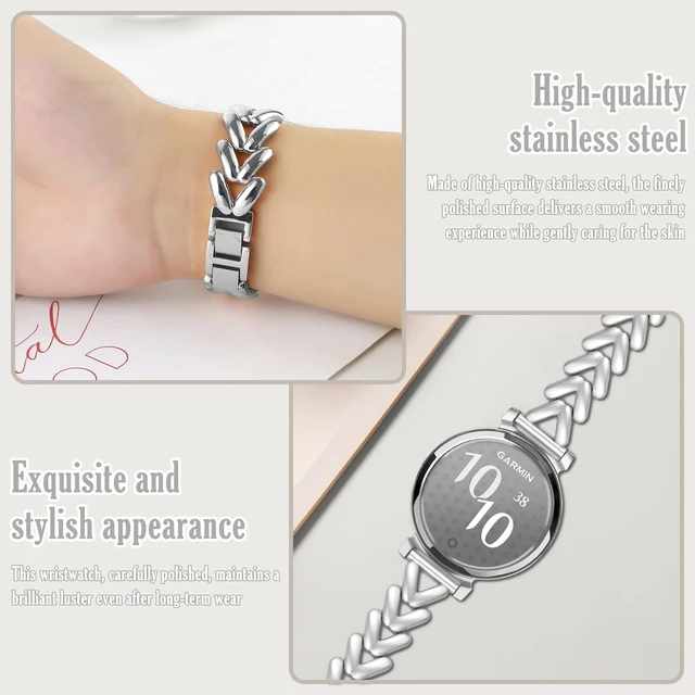 Alt view image 2 of 7 - 14mm Metal Watch Band for Garmin Lily 2/Lily 2 Active Starlight Elegant, Slim, Stylish, Metal Chain Bracelet Replacement Strap for Garmin Lily 2 Classic/Lily 2 Sport