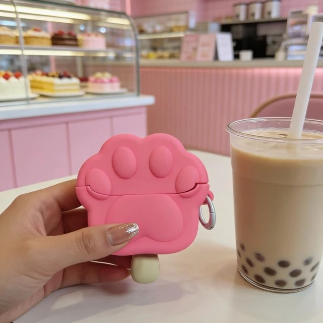 Alt view image 5 of 6 - for Samsung Galaxy Bud 3 Pro Case/Buds3/Buds 3 FE, Creative Cute Pink Cat Paw Icecream Silicone Shockproof Protective Cover Headphone Earphone EarPods Case Accessories -Kitty Paw