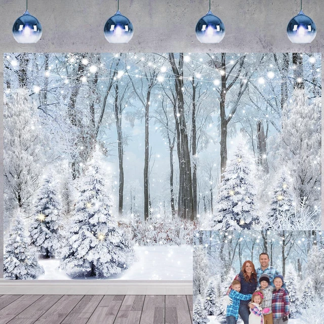 Main image of Winter Snowy Forest Backdrop Wonderland Christmas Tree Snow Scene Backdrop 9x6ft Winter Christmas Photography Background, Xmas New Year Family Holiday Party Decoration Banner Supplies