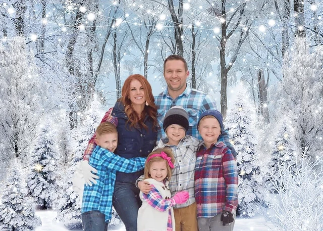 Alt view image 4 of 7 - Winter Snowy Forest Backdrop Wonderland Christmas Tree Snow Scene Backdrop 9x6ft Winter Christmas Photography Background, Xmas New Year Family Holiday Party Decoration Banner Supplies