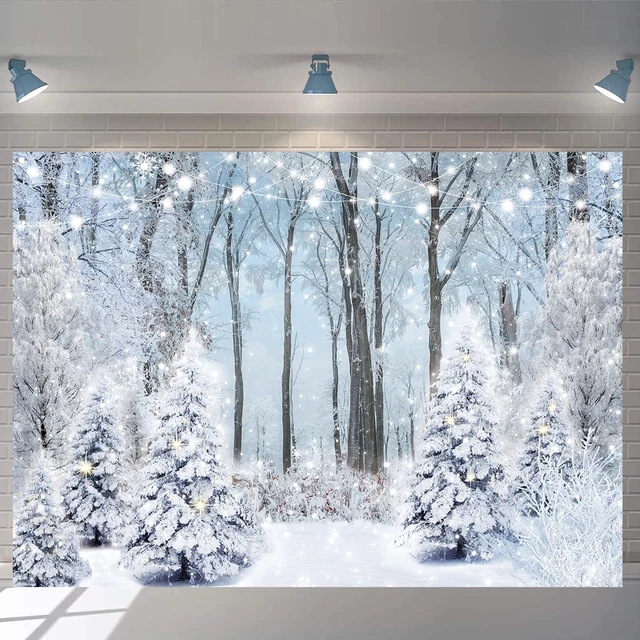 Alt view image 3 of 7 - Winter Snowy Forest Backdrop Wonderland Christmas Tree Snow Scene Backdrop 9x6ft Winter Christmas Photography Background, Xmas New Year Family Holiday Party Decoration Banner Supplies