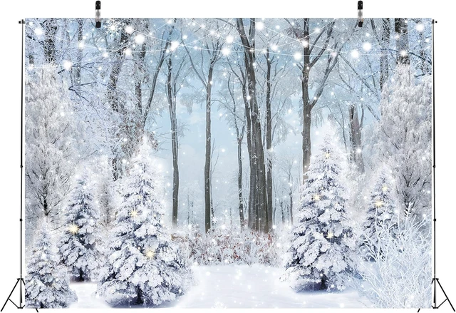Alt view image 5 of 7 - Winter Snowy Forest Backdrop Wonderland Christmas Tree Snow Scene Backdrop 9x6ft Winter Christmas Photography Background, Xmas New Year Family Holiday Party Decoration Banner Supplies