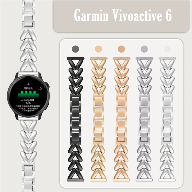 Alt view image 3 of 7 - 20mm Metal Watch Band for Garmin Forerunner 70/170 Starlight Women's Elegant Slim Metal Chain Bracelet Replacement Strap for Garmin Forerunner 570 42mm/Vivoactive 6/5/Venu Sq 2