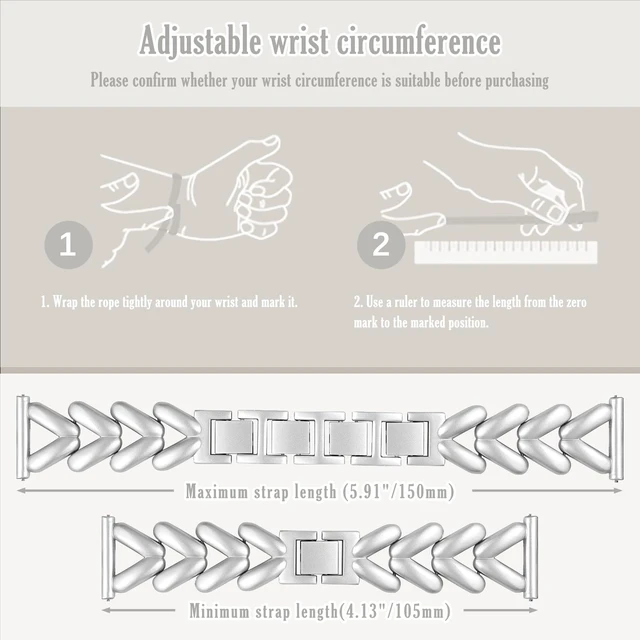 Alt view image 5 of 7 - 20mm Metal Watch Band for Garmin Forerunner 70/170 Starlight Women's Elegant Slim Metal Chain Bracelet Replacement Strap for Garmin Forerunner 570 42mm/Vivoactive 6/5/Venu Sq 2