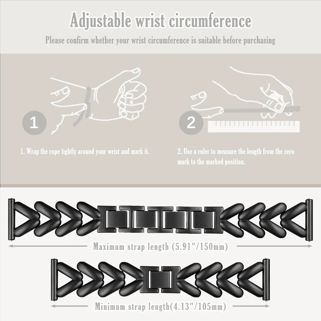 Alt view image 5 of 7 - 20mm Metal Watch Band for Garmin Forerunner 70/170 Black Women's Elegant Slim Metal Chain Bracelet Replacement Strap for Garmin Forerunner 570 42mm/Vivoactive 6/5/Venu Sq 2