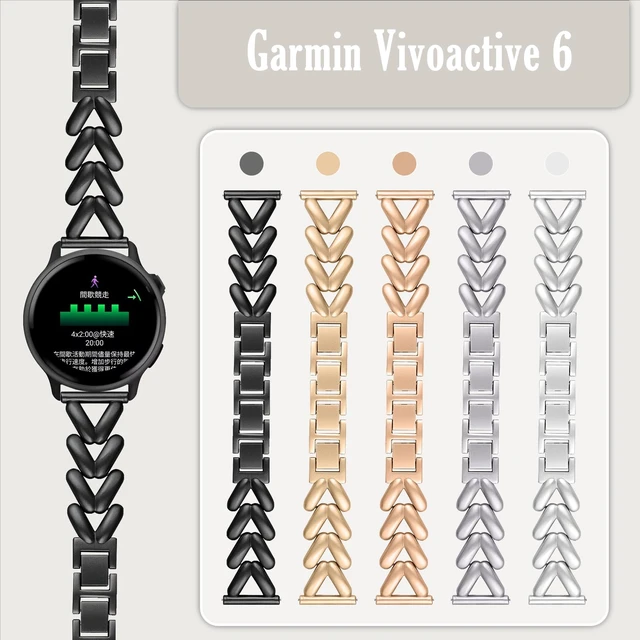 Alt view image 3 of 7 - 20mm Metal Watch Band for Garmin Forerunner 70/170 Black Women's Elegant Slim Metal Chain Bracelet Replacement Strap for Garmin Forerunner 570 42mm/Vivoactive 6/5/Venu Sq 2