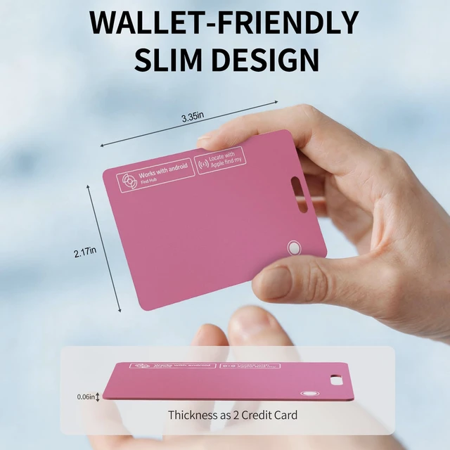 Alt view image 5 of 7 - Wallet Tracker Card for iOS & Android, Smart Tracking for Wallet/Bag (Pink) IP67 Waterproof Rechargeable, 160ft Range, Tracking Card, Anti-Lost Locator for Luggage Backpack Travel, Wireless Charging