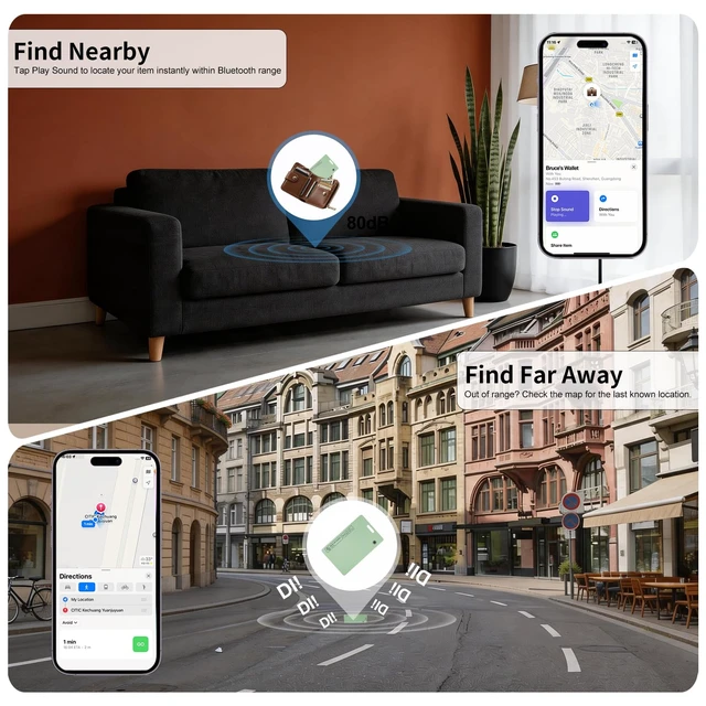 Alt view image 3 of 7 - Wallet Tracker Card for Apple & Android, Card Tracker for Wallet - Green IP67 Waterproof Rechargeable, 160ft Range, Tracking Card, Anti-Lost Locator for Luggage Backpack Travel, Wireless Charging