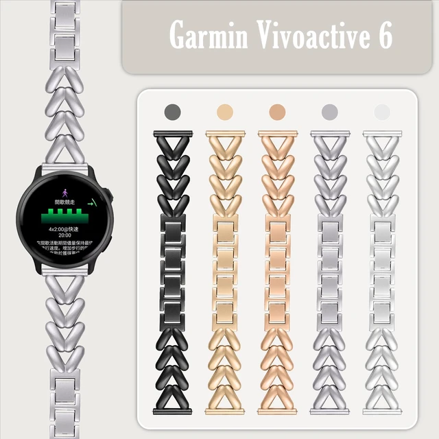 Alt view image 3 of 7 - 20mm Metal Watch Band for Garmin Forerunner 70/170 Silver Women's Elegant Slim Metal Chain Bracelet Replacement Strap for Garmin Forerunner 570 42mm/Vivoactive 6/5/Venu Sq 2
