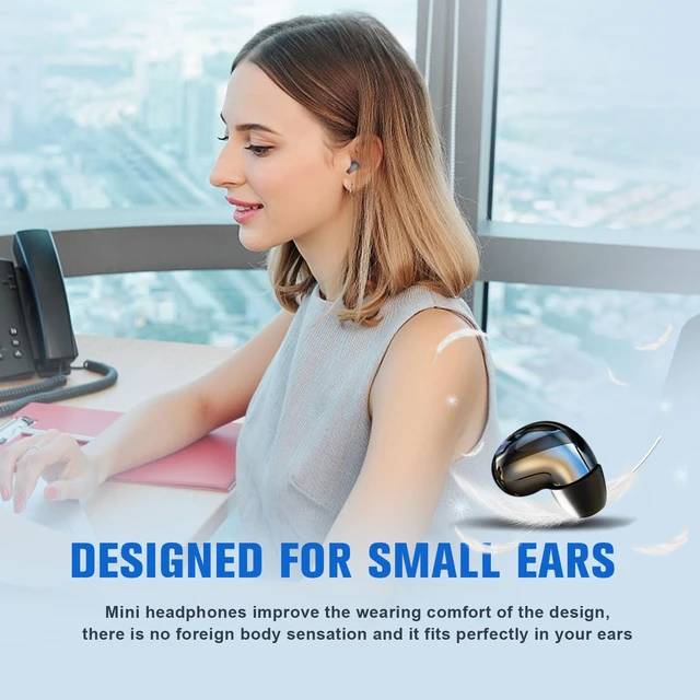 Alt view image 4 of 7 - Invisible Smallest Mini Earbuds Wireless Bluetooth Ear Buds for Small Ears Canals, Discreet Low Profile Spy Earpiece Wireless Tiny Micro Hidden Earbuds with Microphone Small Headphones for Work-Beige