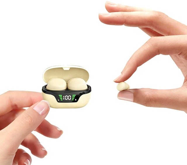 Main image of Invisible Smallest Mini Earbuds Wireless Bluetooth Ear Buds for Small Ears Canals, Discreet Low Profile Spy Earpiece Wireless Tiny Micro Hidden Earbuds with Microphone Small Headphones for Work-Beige