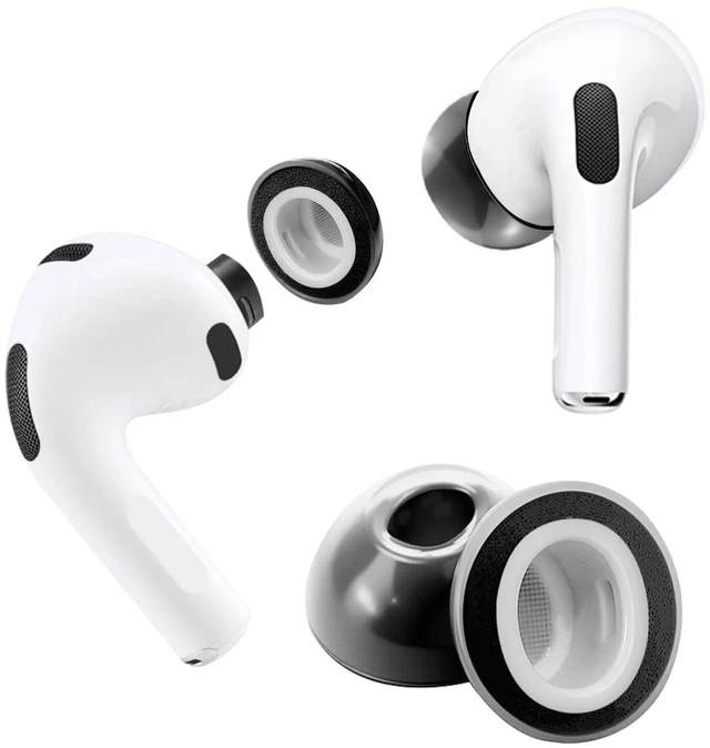 Main image of Liquid Silicone Rubber&Memory Foam Hybrid Ear Tips for AirPods Pro 3 Anti-Slip Secure Fit, Enhanced Bass, Noise Cancellation, Fits Charging Case, Built-in dust Guard Screen, 1 Pair, Black Small