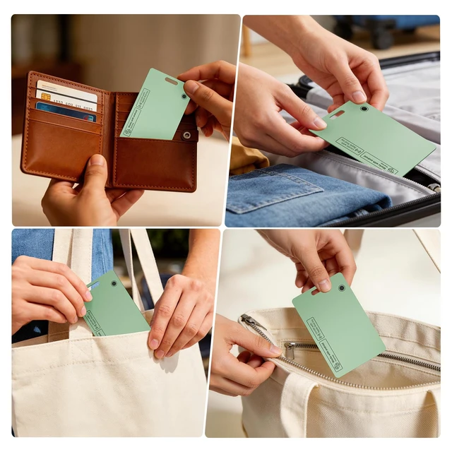 Alt view image 7 of 7 - Wallet Tracker Card for Apple & Android, Card Tracker for Wallet - Green IP67 Waterproof Rechargeable, 160ft Range, Tracking Card, Anti-Lost Locator for Luggage Backpack Travel, Wireless Charging