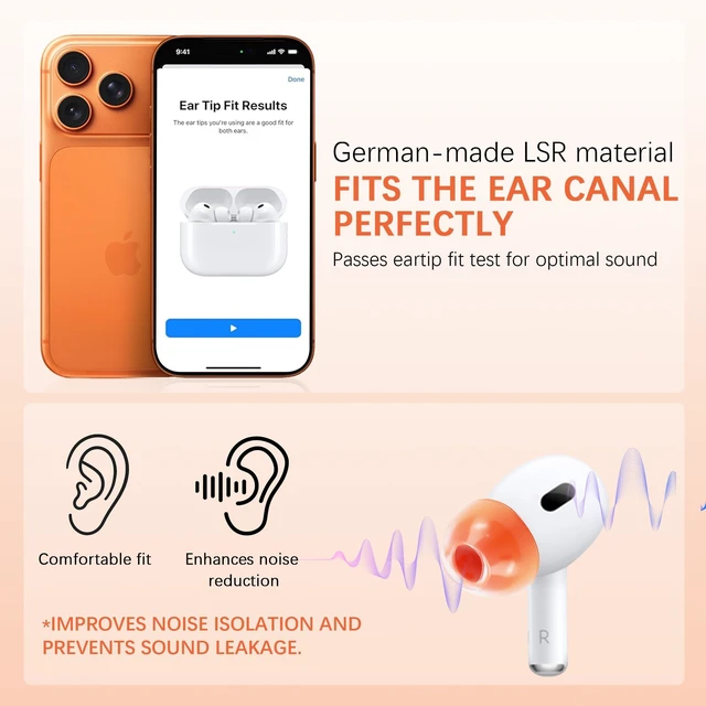 Alt view image 3 of 7 - Liquid Silicone Rubber&Memory Foam Hybrid Ear Tips for AirPods Pro 3 Anti-Slip Secure Fit, Enhanced Bass, Noise Cancellation, Fits Charging Case, Built-in dust Guard Screen, 1 Pair, Grey Medium