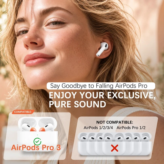 Alt view image 4 of 7 - Liquid Silicone Rubber&Memory Foam Hybrid Ear Tips for AirPods Pro 3 Anti-Slip Secure Fit, Enhanced Bass, Noise Cancellation, Fits Charging Case, Built-in dust Guard Screen, 1 Pair, Grey Medium
