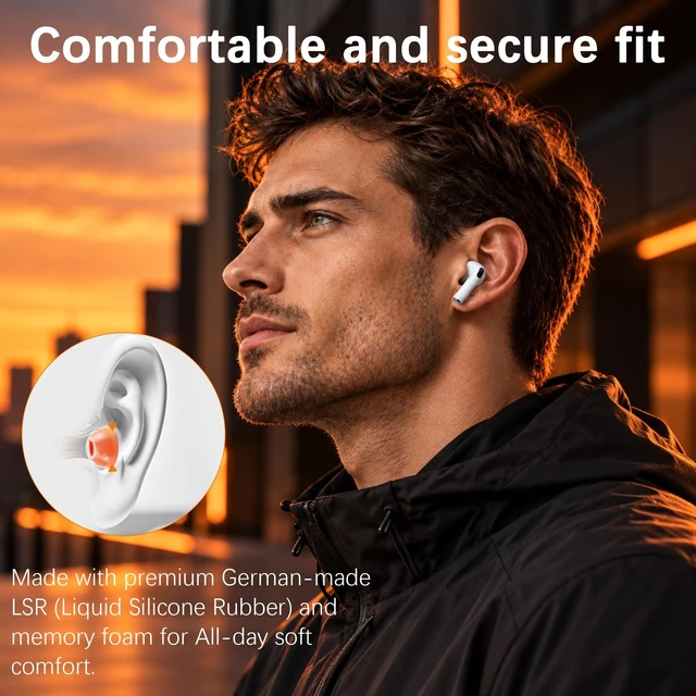 Alt view image 6 of 7 - Liquid Silicone Rubber&Memory Foam Hybrid Ear Tips for AirPods Pro 3 Anti-Slip Secure Fit, Enhanced Bass, Noise Cancellation, Fits Charging Case, Built-in dust Guard Screen, 1 Pair, Grey Medium