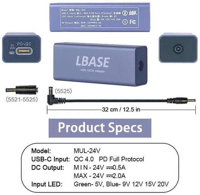Alt view image 3 of 7 - DC to DC Converter, USB C to DC 24V Mini Boost Up Converter 48W, QC 4.0 PD Full Protocol Converter for Starlink Mini, Printer, Diffuser