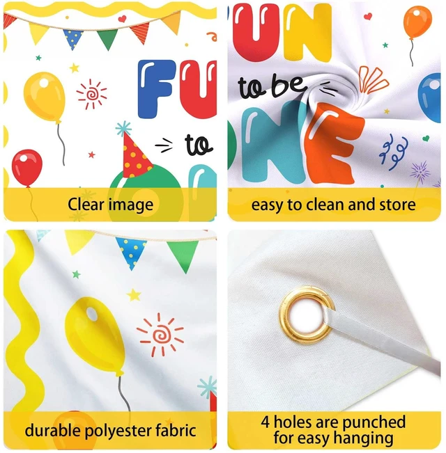 Alt view image 3 of 7 - Fun to Be One 1st Birthday Decorations Streamers Banner Set Rainbow 1st Birthday Banner, Foil Fringe Curtains, Crepe Paper Streamers, Pompom Number One Balloon Kit