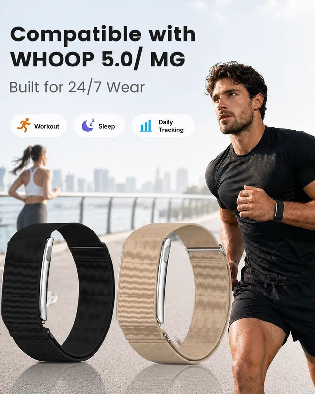 Alt view image 2 of 7 - Sport Nylon Band Compatible with Whoop 5.0 Bands One, Peak, Life Adjustable Stretchy Fitness Wristband with Metal Bumper Case for Whoop MG(Life)- NOT for Gen 4