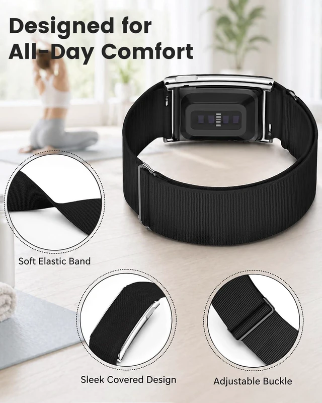 Alt view image 3 of 7 - Sport Nylon Band Compatible with Whoop 5.0 Bands One, Peak, Life Adjustable Stretchy Fitness Wristband with Metal Bumper Case for Whoop MG(Life)- NOT for Gen 4
