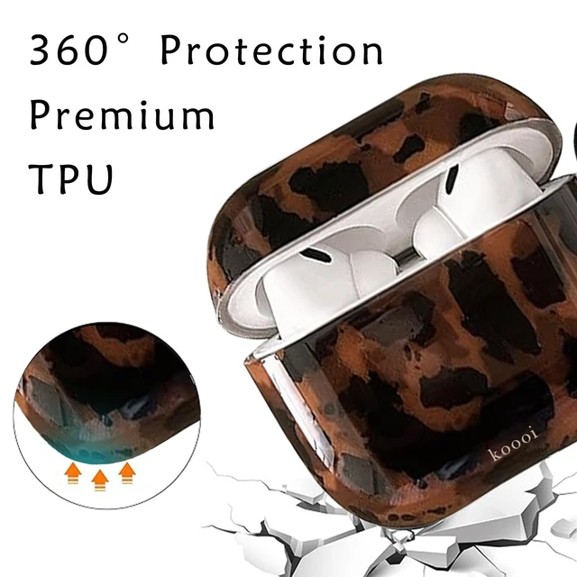 Alt view image 2 of 7 - Compatible for AirPods 4th Generation Case (2024), Retro Amber Tortoise Leopard Aesthetic Pattern Design with Keychain for Girls Woman, Trendy Retro Shockproof Cover for AirPods 4th Case Cover