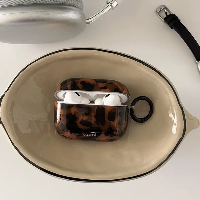 Alt view image 4 of 7 - Compatible for AirPods 4th Generation Case (2024), Retro Amber Tortoise Leopard Aesthetic Pattern Design with Keychain for Girls Woman, Trendy Retro Shockproof Cover for AirPods 4th Case Cover
