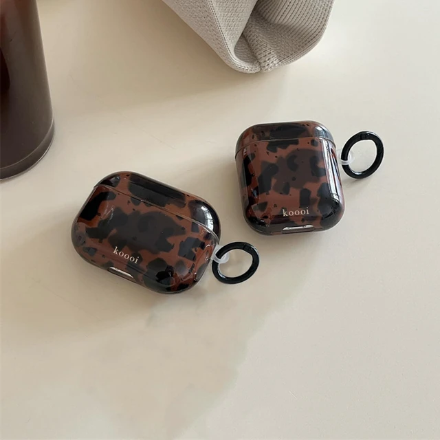 Alt view image 7 of 7 - Compatible for AirPods 4th Generation Case (2024), Retro Amber Tortoise Leopard Aesthetic Pattern Design with Keychain for Girls Woman, Trendy Retro Shockproof Cover for AirPods 4th Case Cover