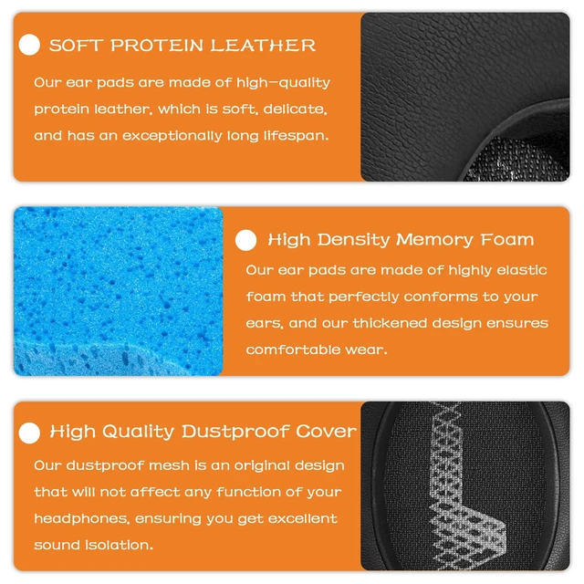 Alt view image 3 of 7 - Replacement Ear Pads for JBL Live 650/Live660/Live 770/E65BT-Black Earpads for E65BTNC/Live 650BTNC/Live 770NC/Live 660NC/Duet NC Over-Ear Headphones, Headset Ear Cushions Ear Cover